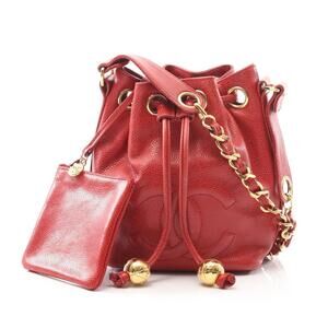 Chanel Coco Mark Shoulder Bag Caviar Leather Grained Calfskin Red